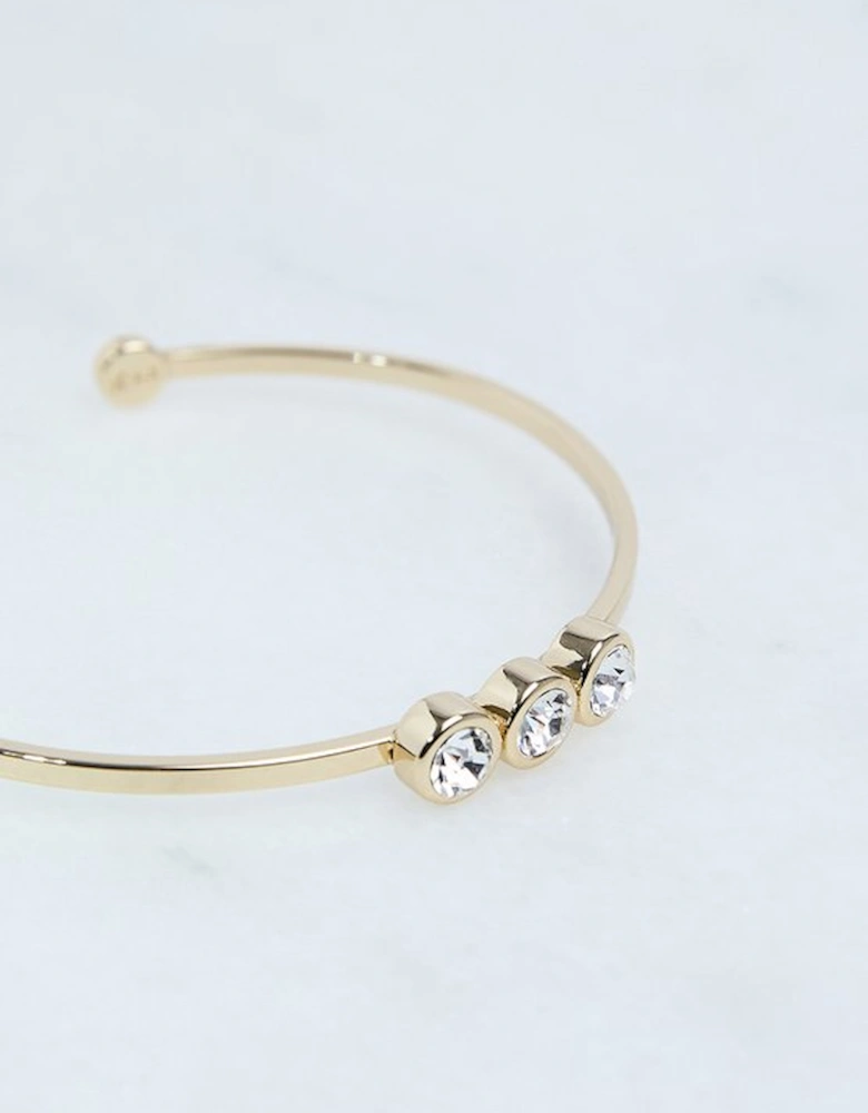 14kt Gold Plated Hand Set European Crystal Trio Cuff