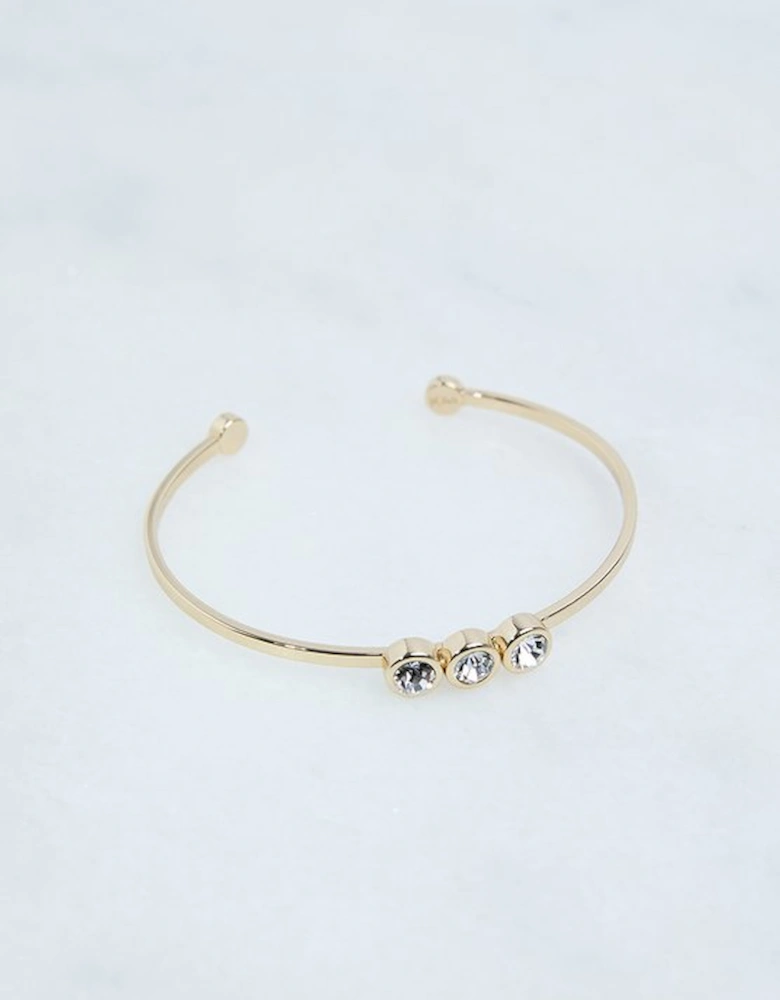 14kt Gold Plated Hand Set European Crystal Trio Cuff