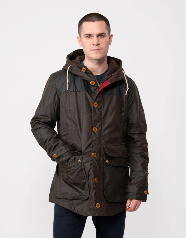 Game Mens Wax Parka - Olive