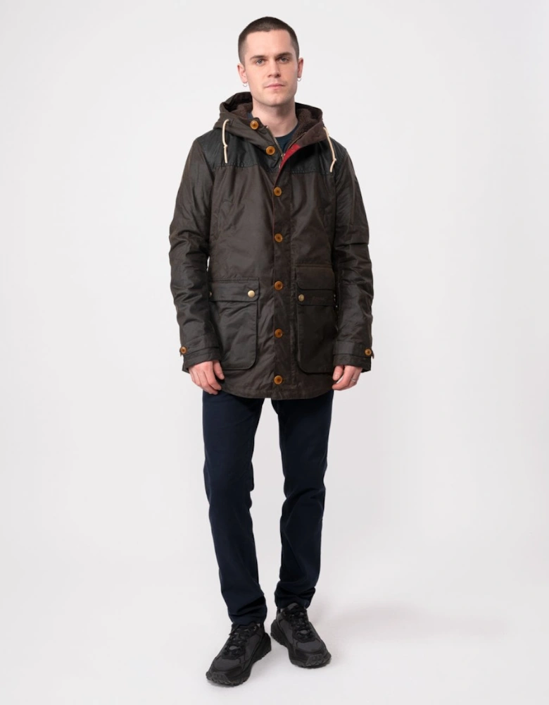 Game Mens Wax Parka - Olive