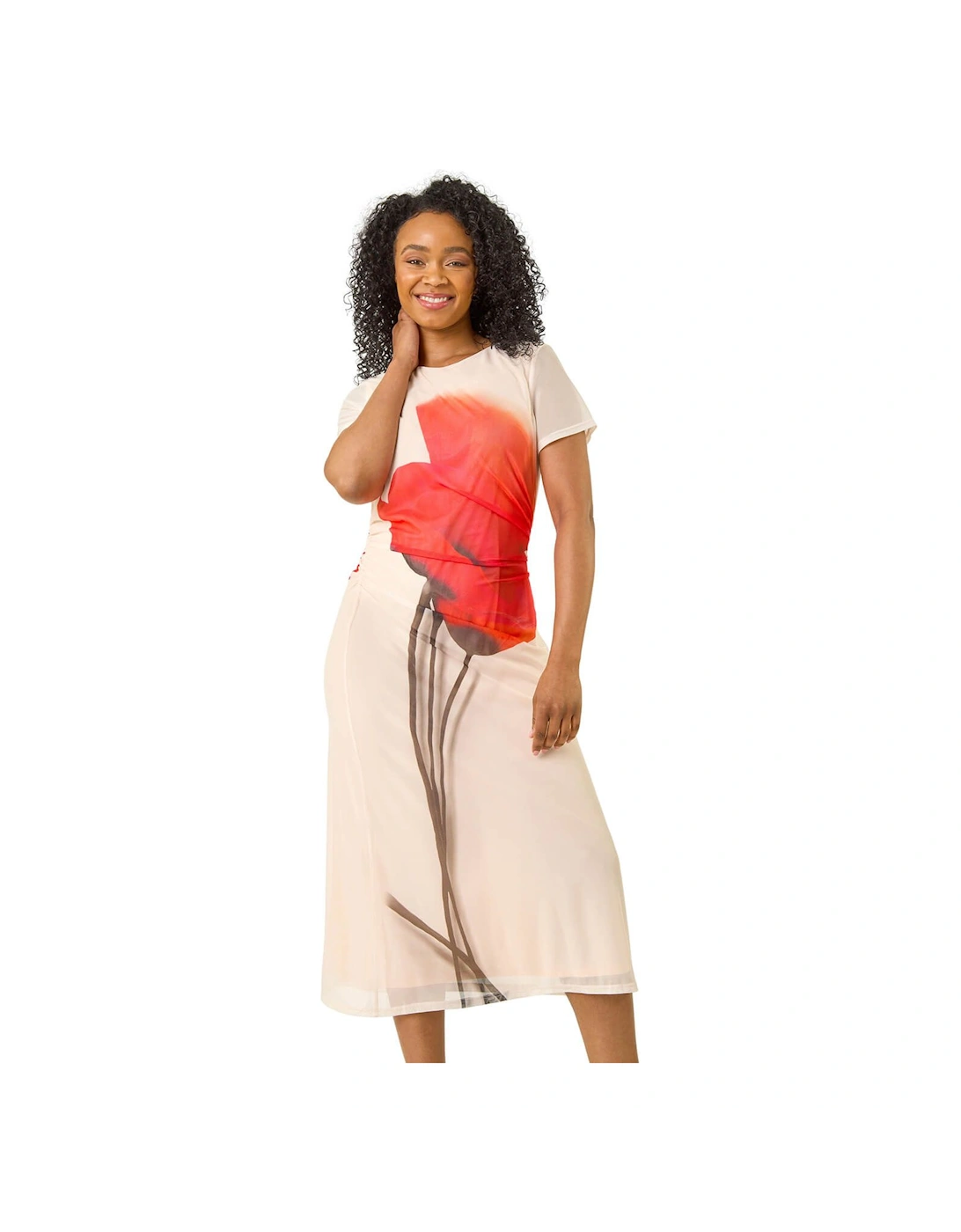 Petite Tulip Motif Mesh Midi Dress, 2 of 1