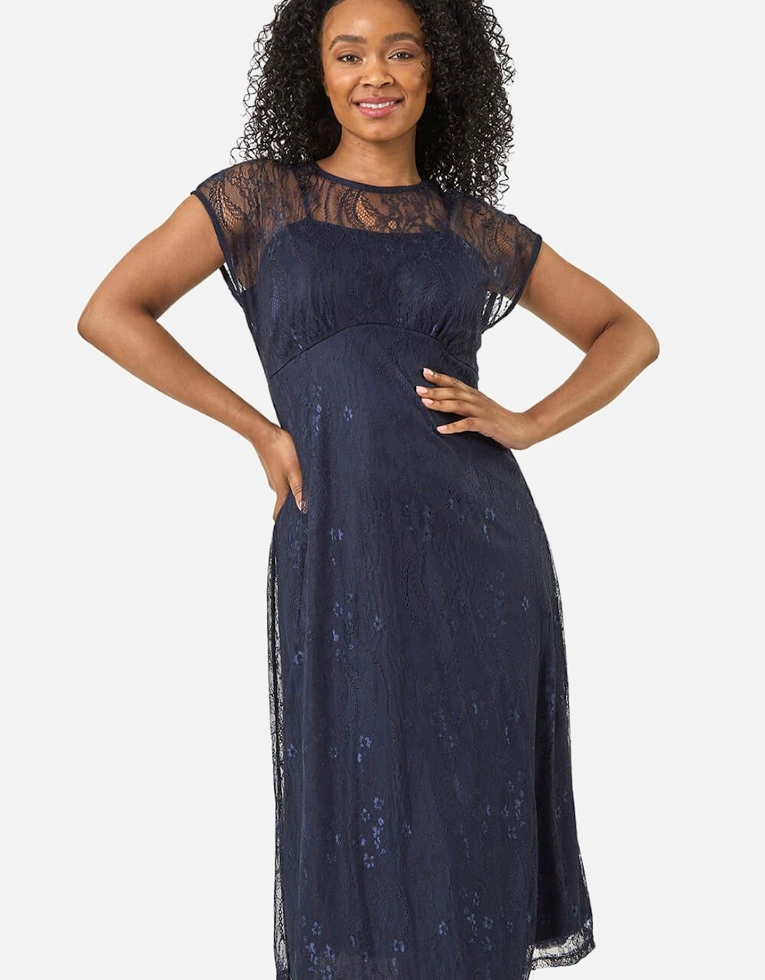 Petite Lace Stretch Midi Dress, 2 of 1