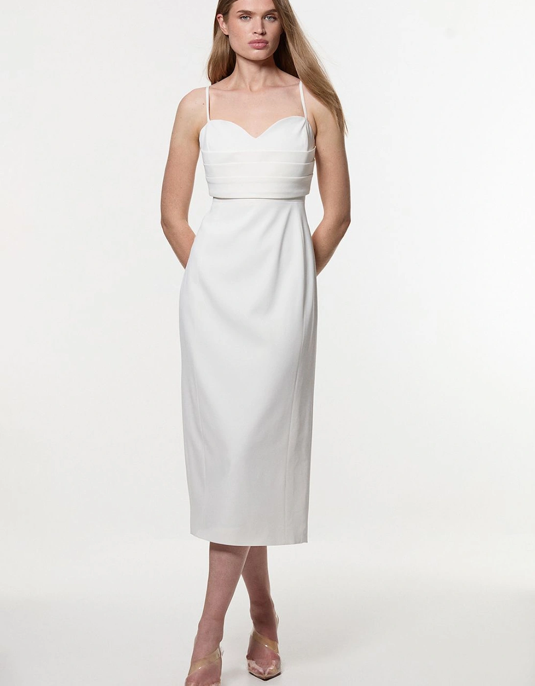 Petite Polished Tailored Corset Detail Midi Dress, 2 of 1