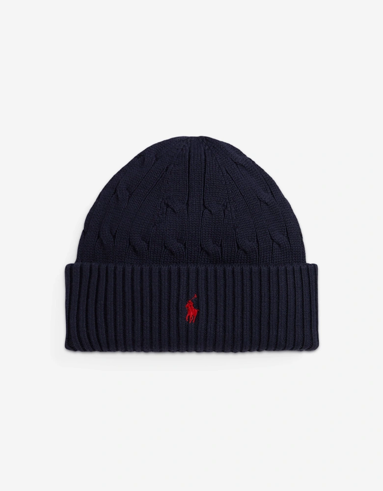 Boys Cable Knit Beanie Hat in Navy