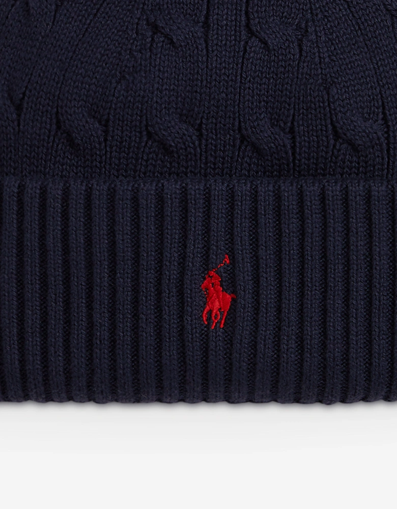 Boys Cable Knit Beanie Hat in Navy