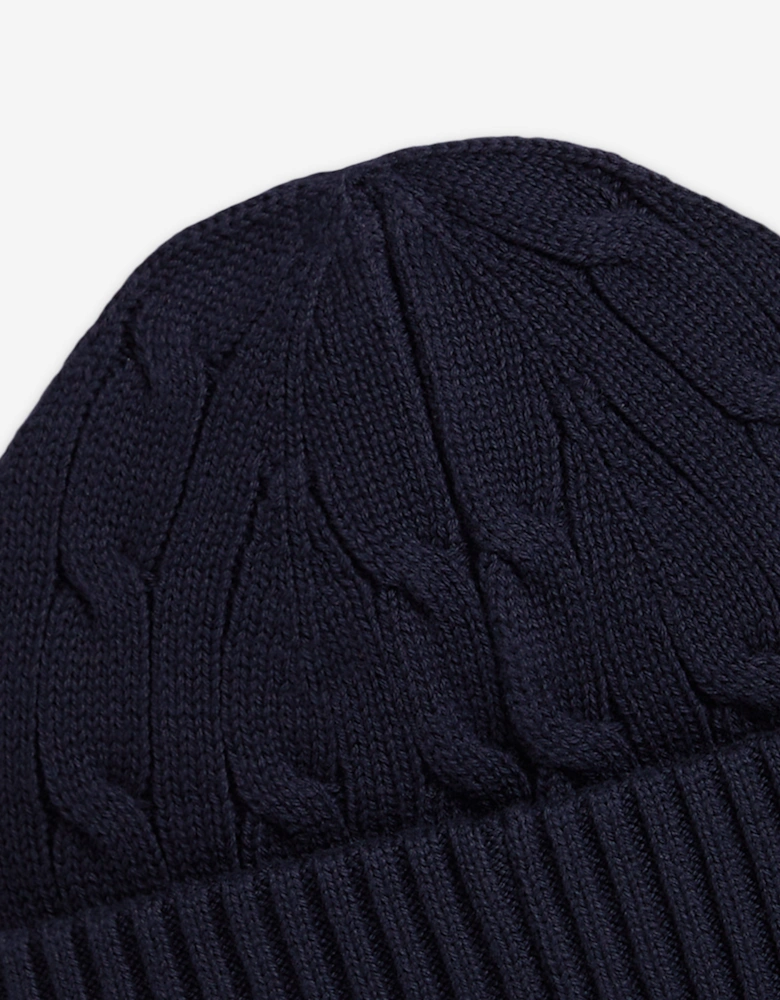 Boys Cable Knit Beanie Hat in Navy