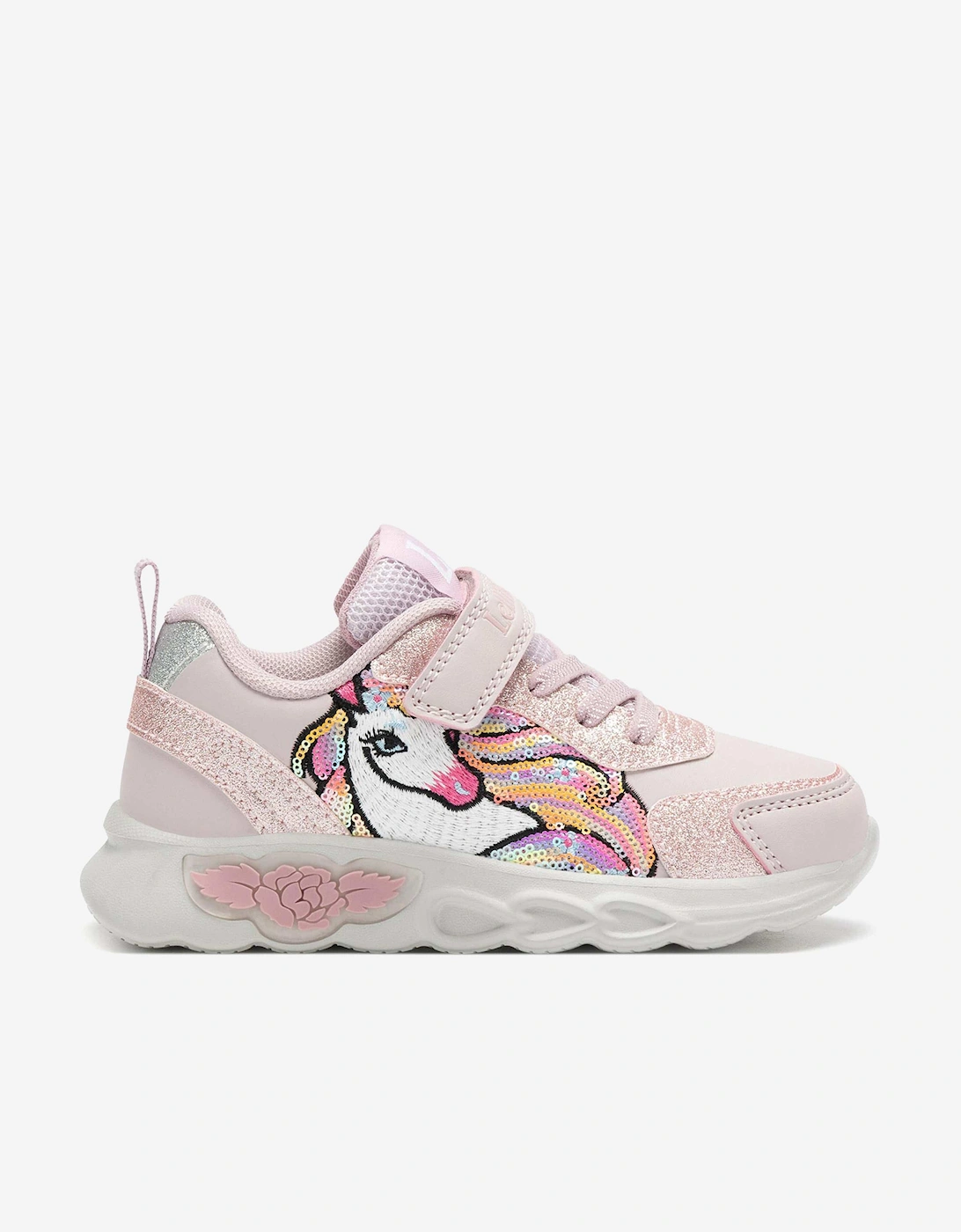 Girls Christina Unicorn Light Up Trainers in Pink, 6 of 5