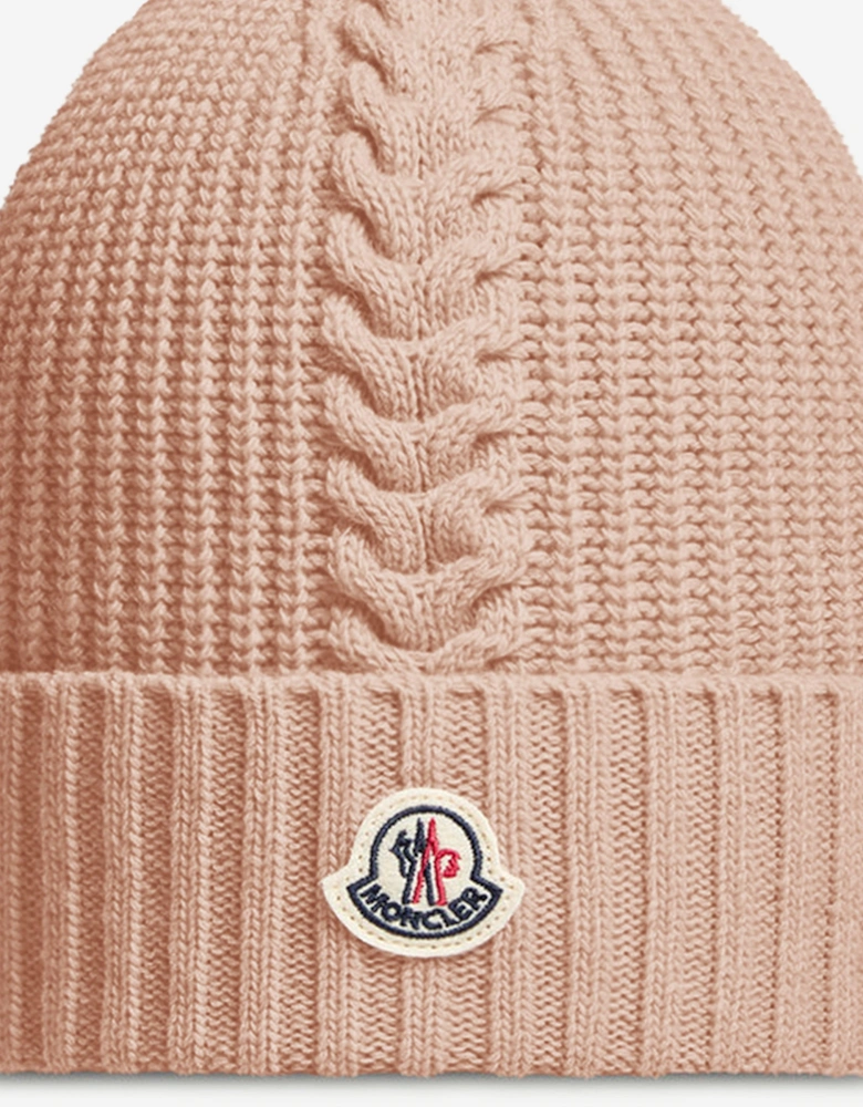 Girls Knitted Pom Pom Hat in Beige