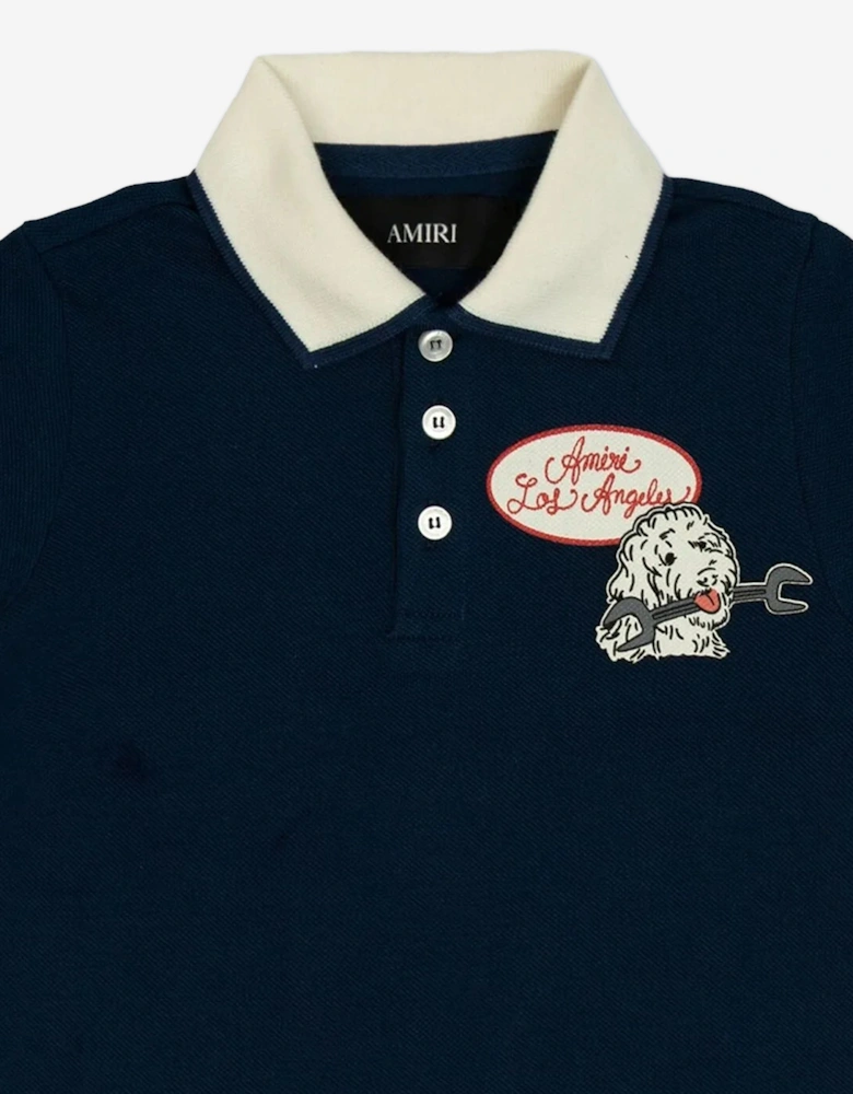 Boys Station Patch Polo Shirt in Navy