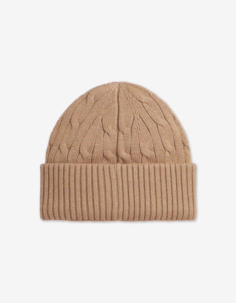 Boys Cable Knit Beanie Hat in Beige