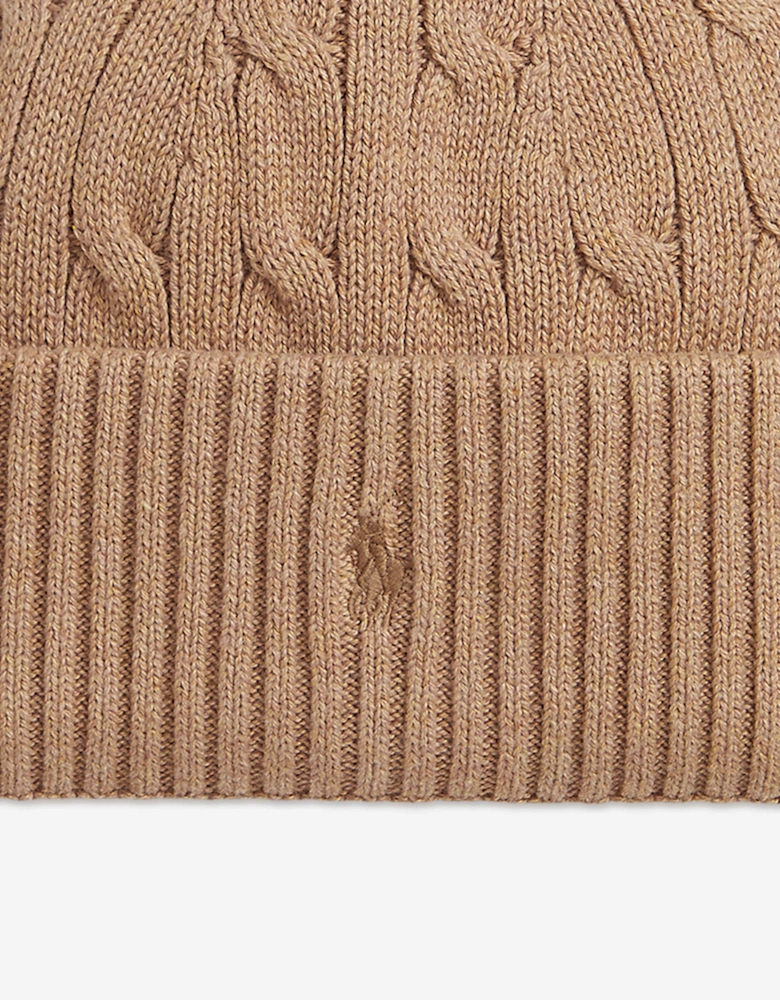 Boys Cable Knit Beanie Hat in Beige