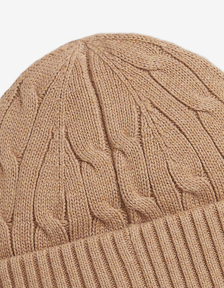 Boys Cable Knit Beanie Hat in Beige