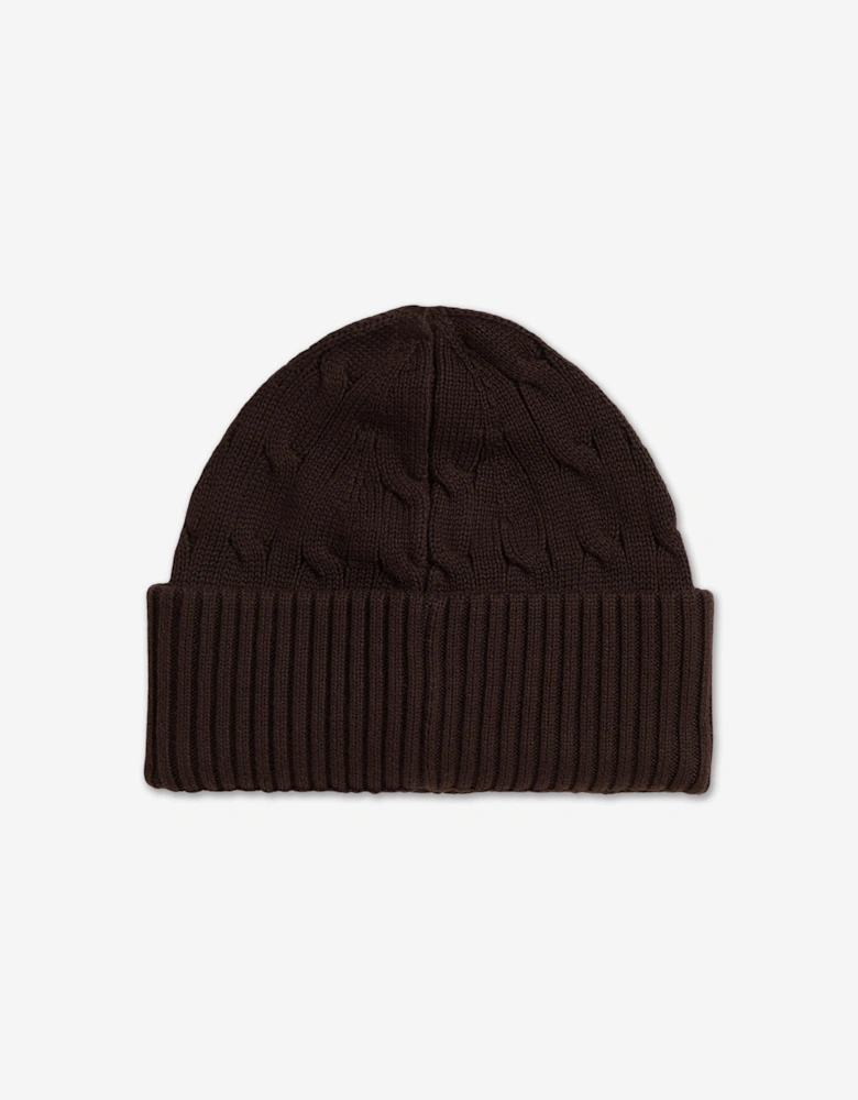 Boys Cable Knit Beanie Hat in Brown