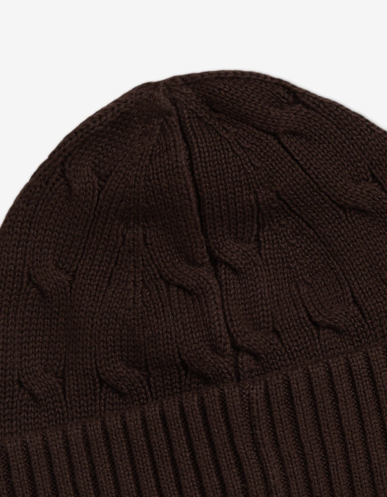 Boys Cable Knit Beanie Hat in Brown