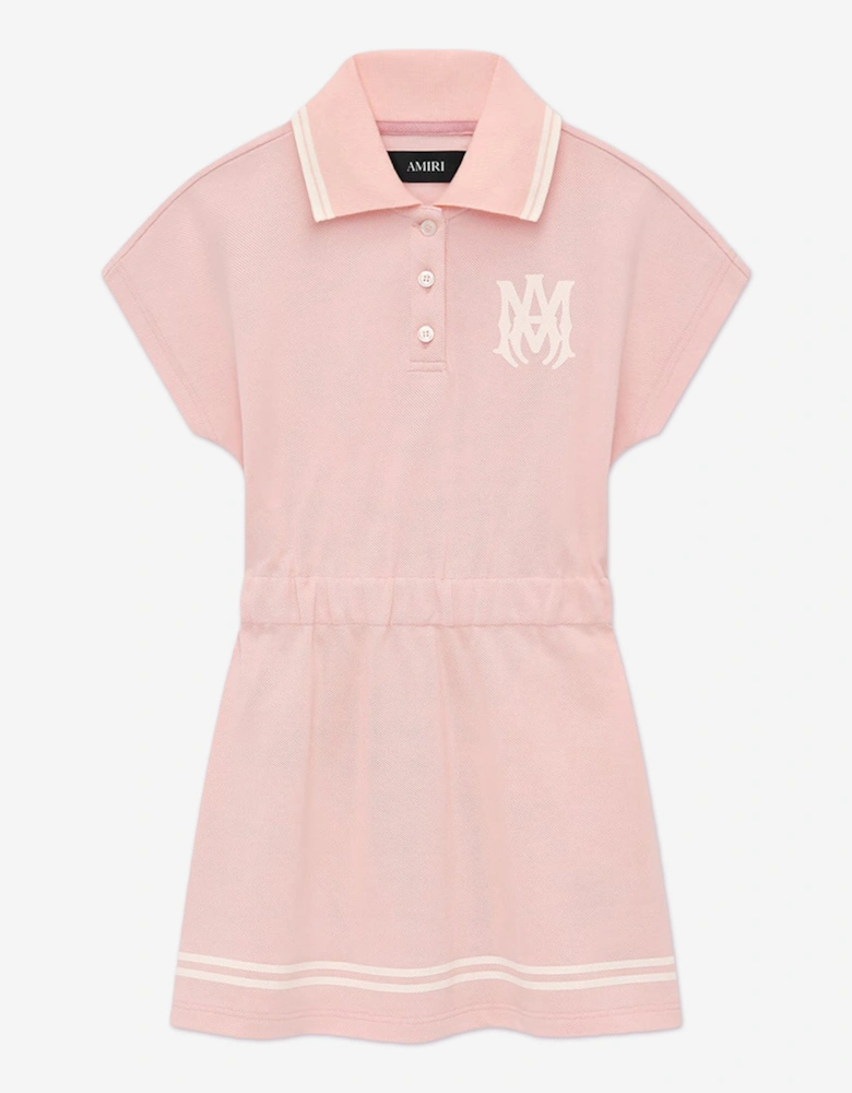 Girls Logo Polo Dress in Pink