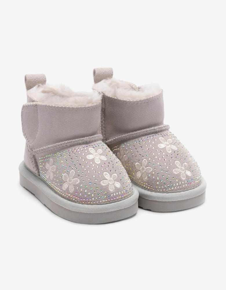 Girls Clarissa Flower Boots in Grey