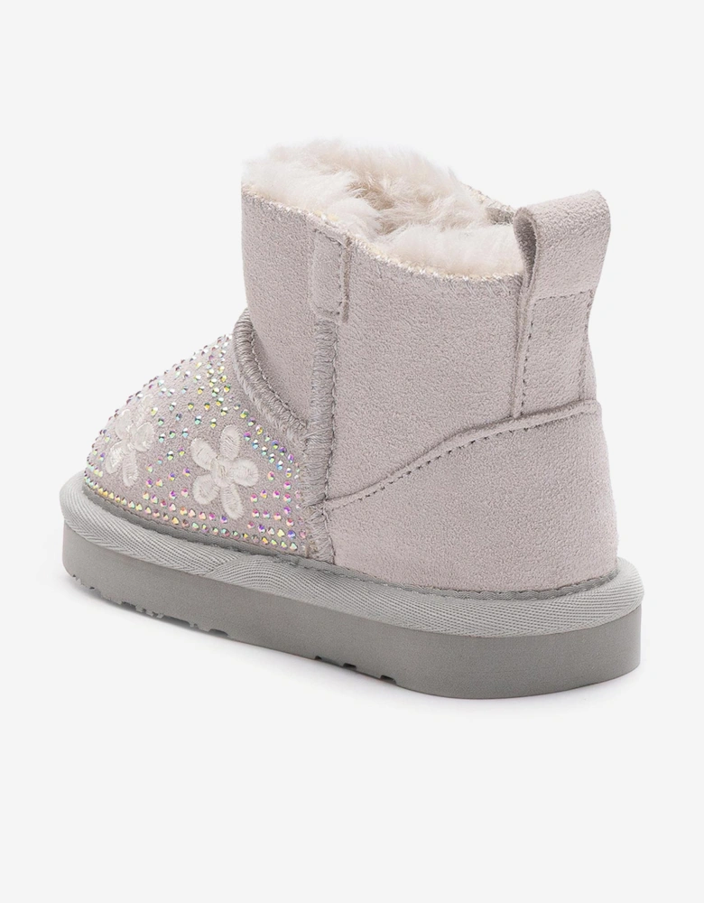 Girls Clarissa Flower Boots in Grey