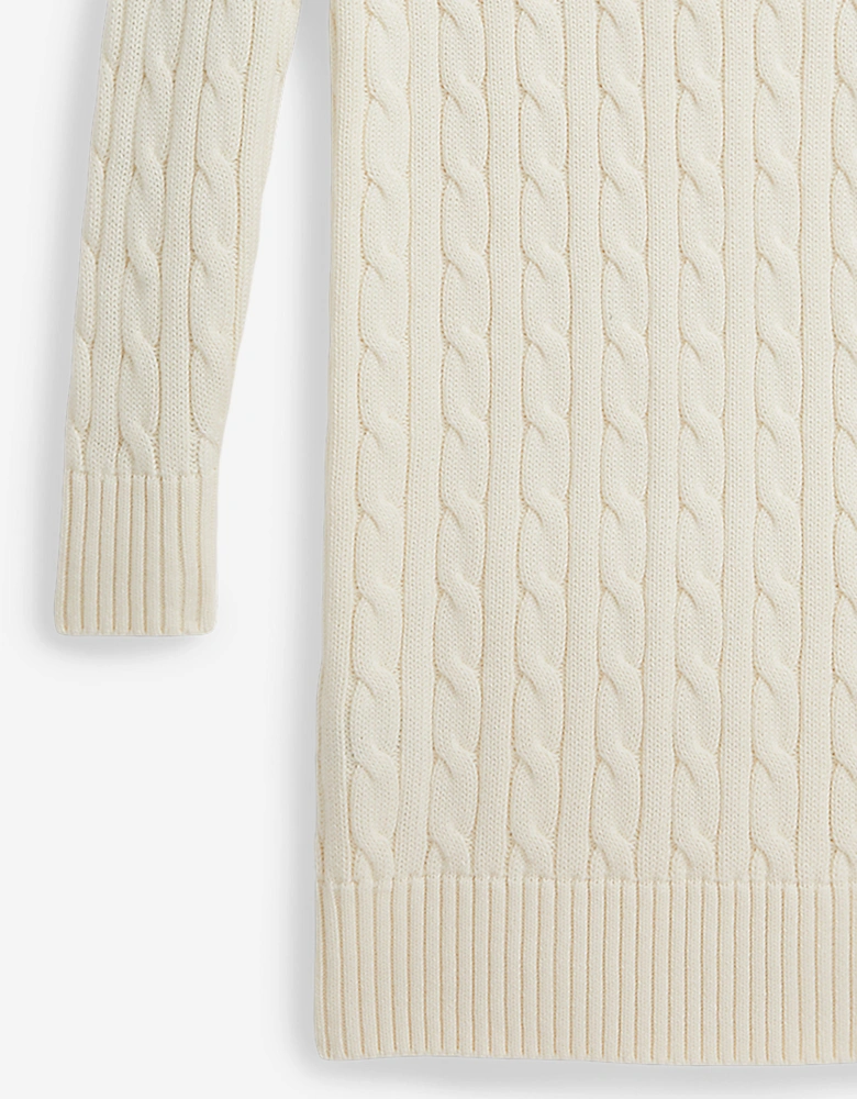 Girls Cable Knit Jumper Dress in Ivory