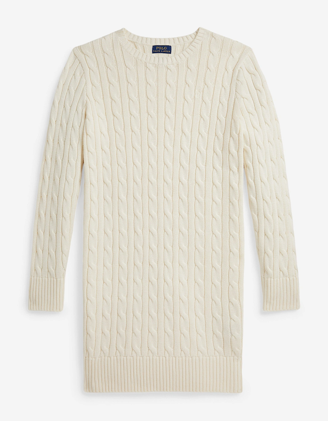 Girls Cable Knit Jumper Dress in Ivory, 5 of 4
