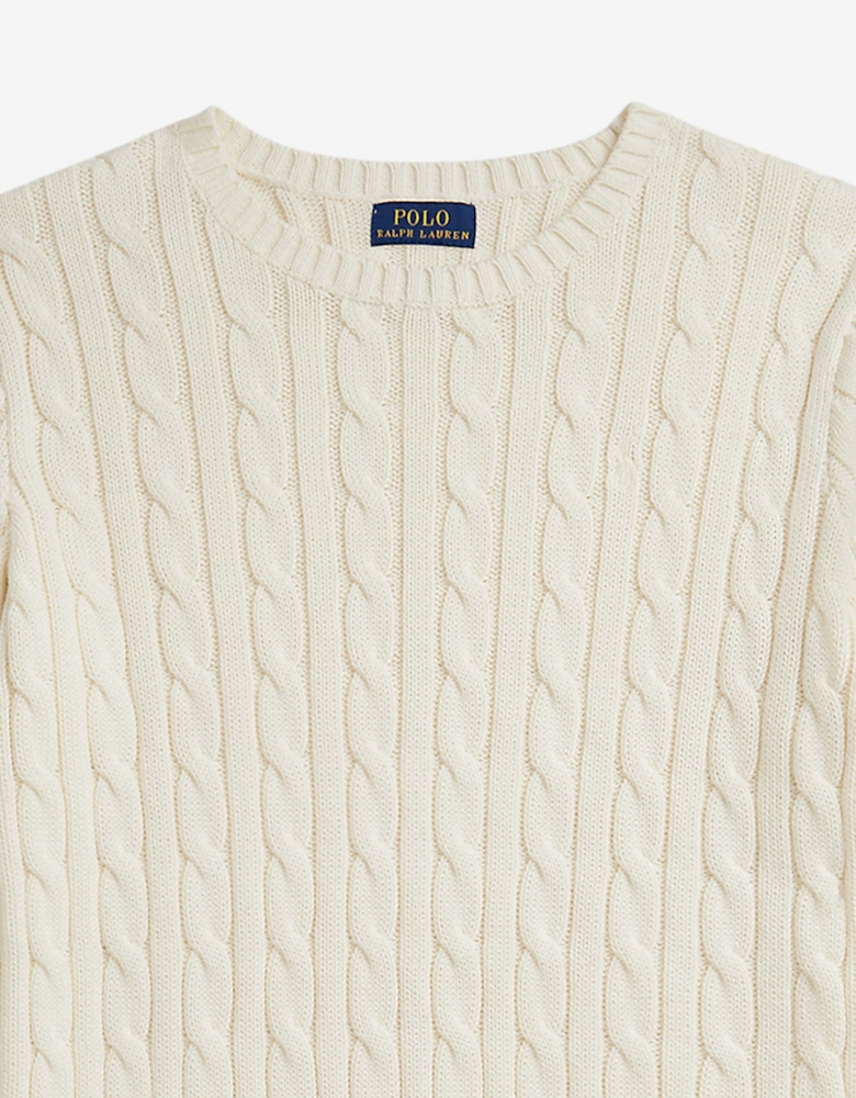 Girls Cable Knit Jumper Dress in Ivory
