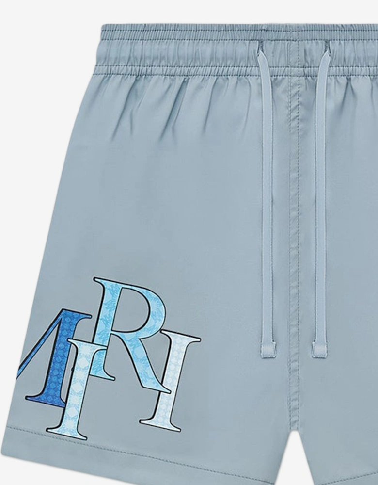 Boys Staggered Swim Shorts in Blue