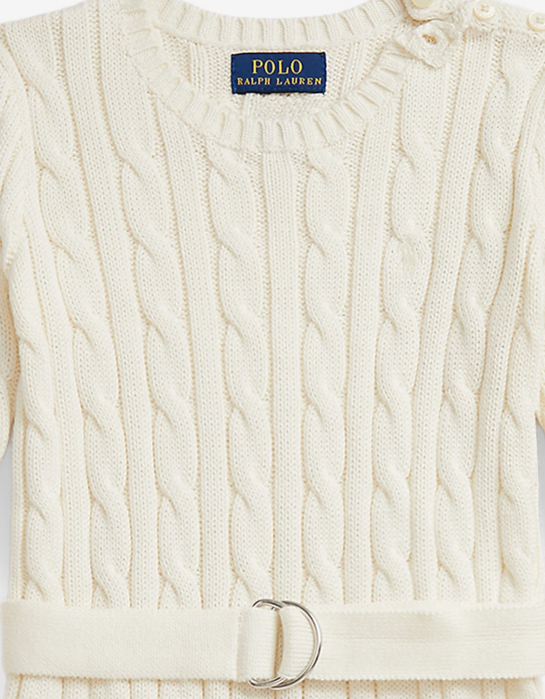 Girls Cable Knit Dress in Ivory