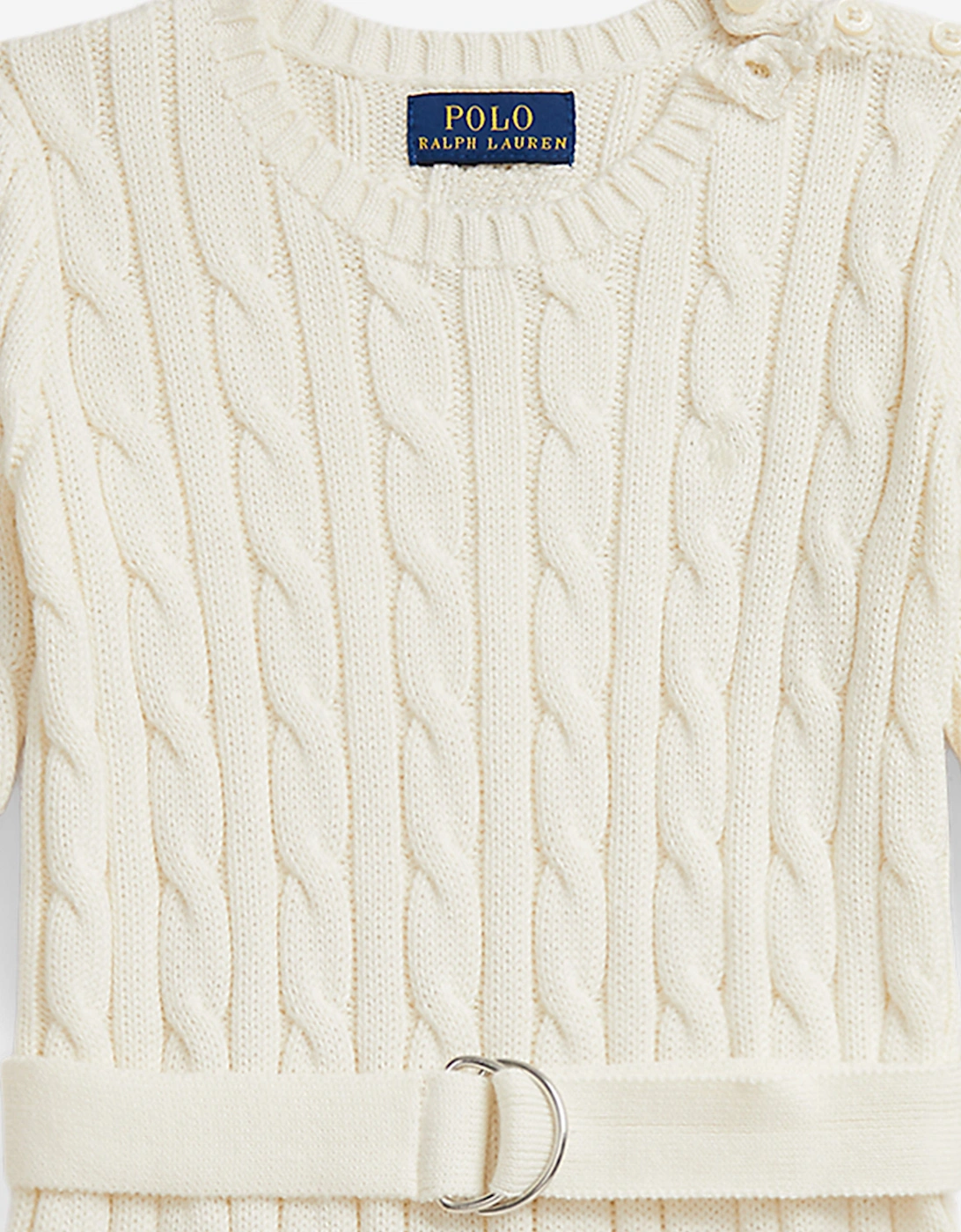 Girls Cable Knit Dress in Ivory