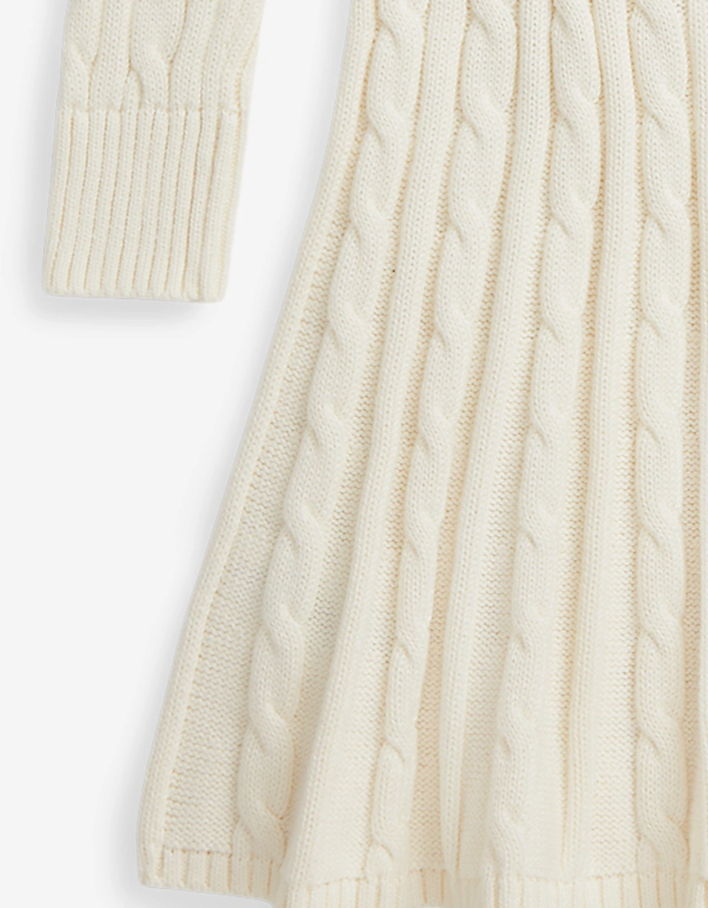 Girls Cable Knit Dress in Ivory
