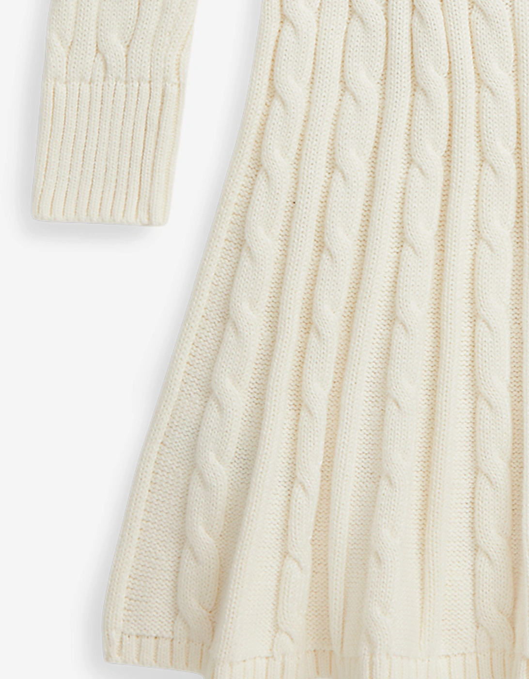 Girls Cable Knit Dress in Ivory