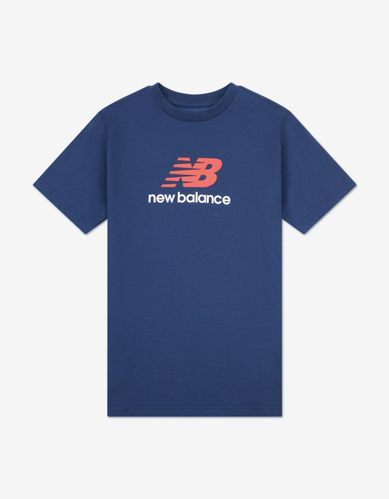 Boys Jersey Stacked Logo T-Shirt in Navy