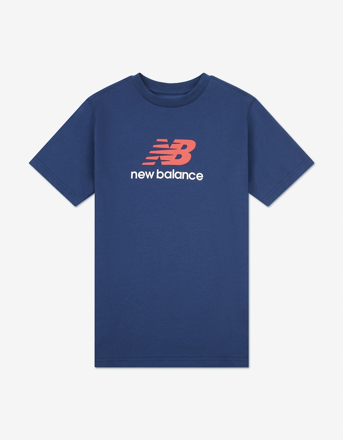 New Balance Boys Navy 'S Jersey Stacked Logo T-Shirt In  9 Years/10 Years Size 9 Kids