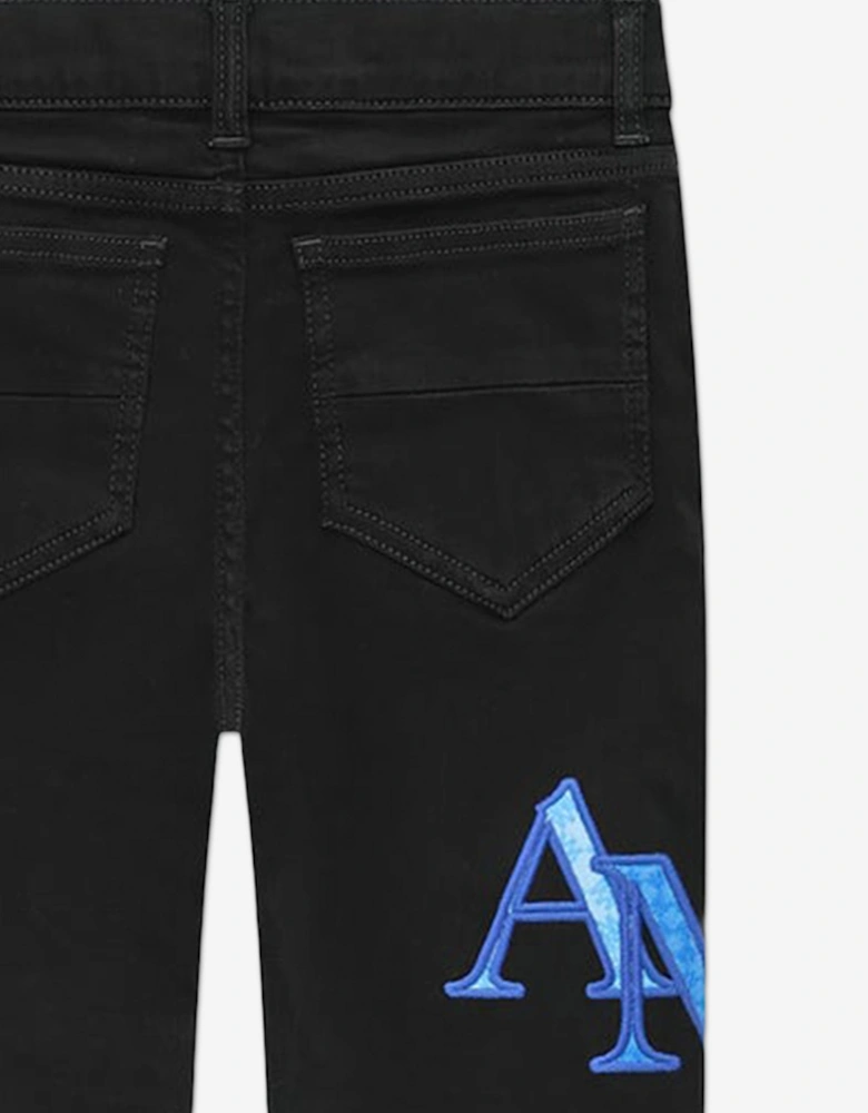 Kids Staggered Logo Jeans in Black
