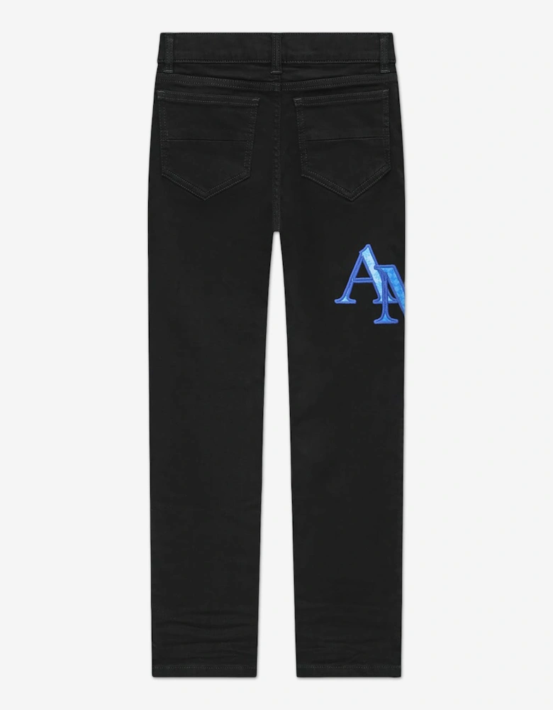Kids Staggered Logo Jeans in Black