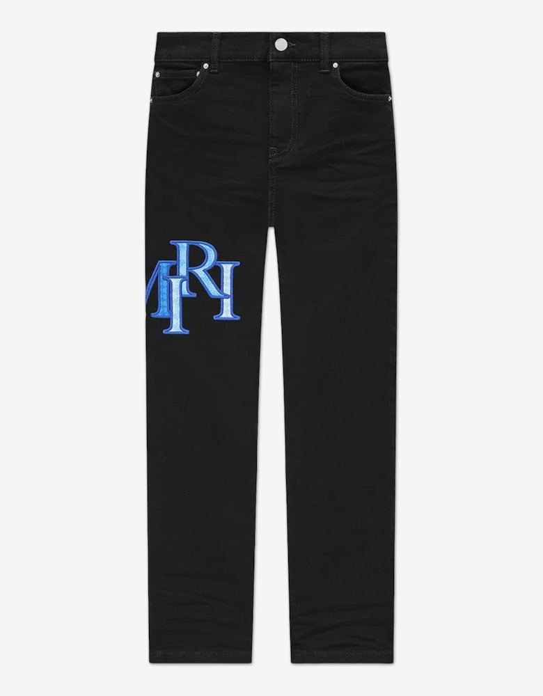 Kids Staggered Logo Jeans in Black
