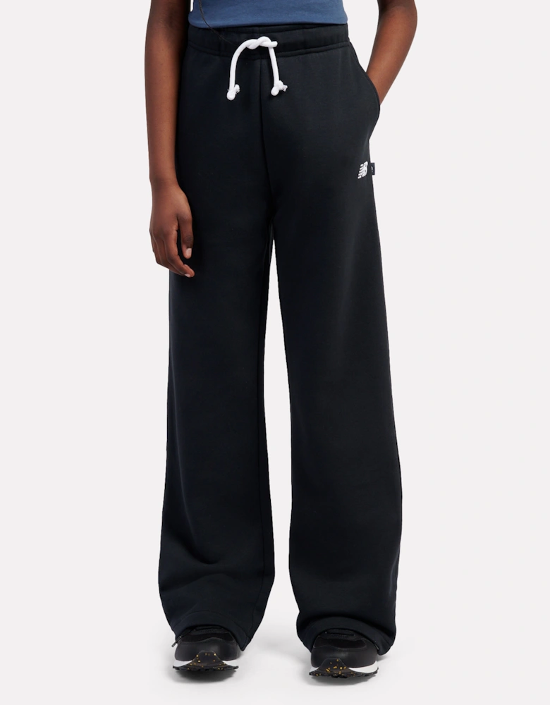Girls Small Logo Wide Leg Joggers in Black