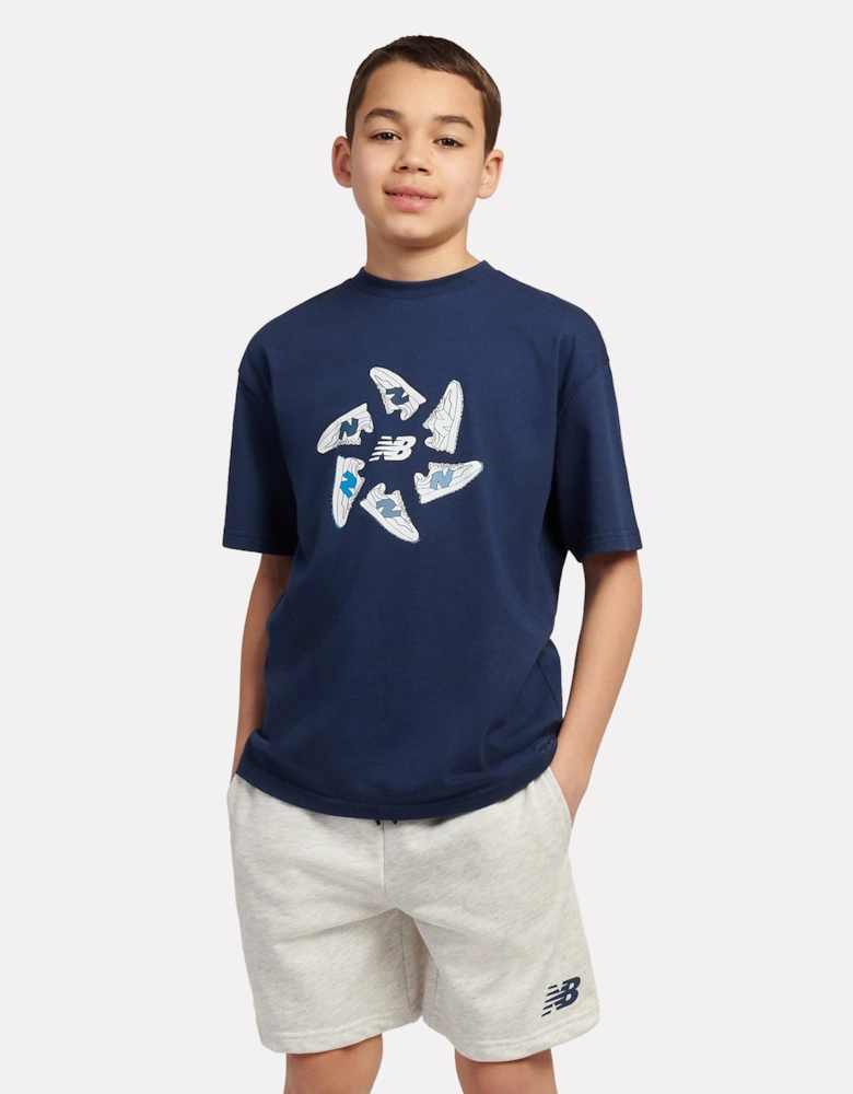 Boys 327 Circle Graphic T-Shirt and Shorts Set in Navy