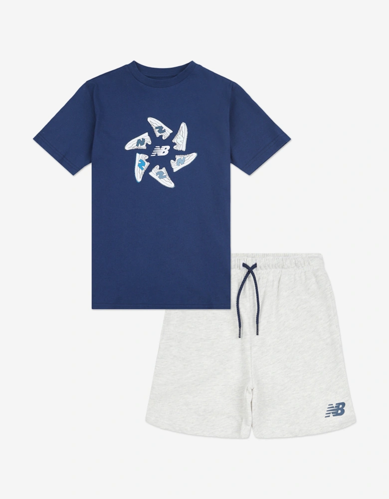 Boys 327 Circle Graphic T-Shirt and Shorts Set in Navy