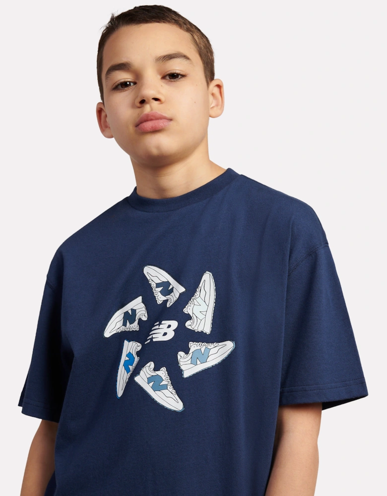 Boys 327 Circle Graphic T-Shirt and Shorts Set in Navy