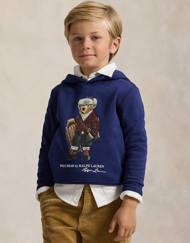Boys Polo Bear Hoodie in Navy
