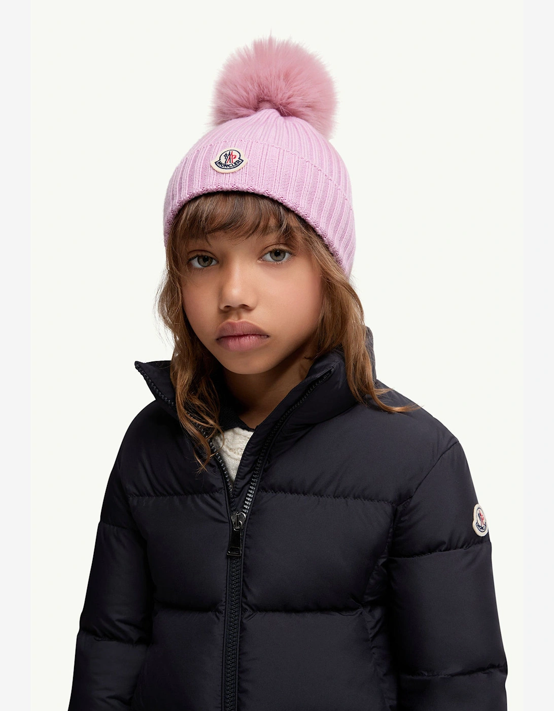 Girls Knitted Pom Pom Hat in Pink