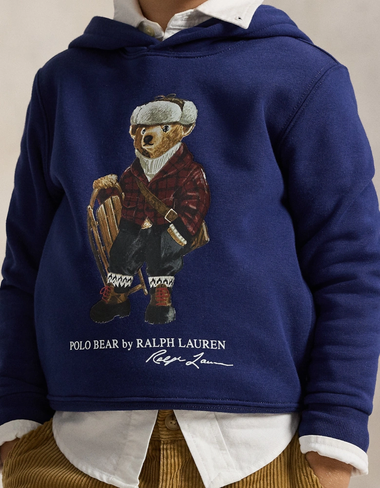Boys Polo Bear Hoodie in Navy