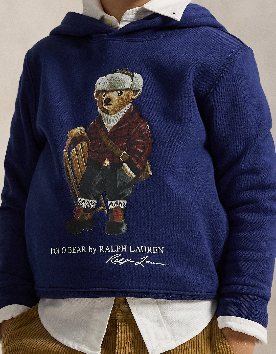 Boys Polo Bear Hoodie in Navy