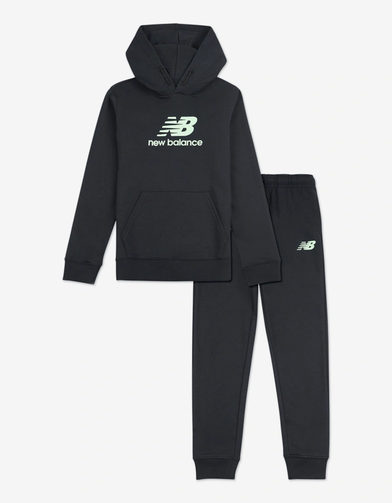 Boys Stacked Logo Tracksuit in Black