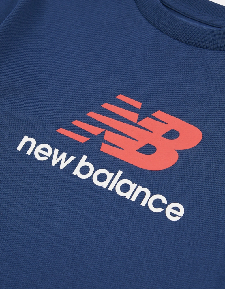 Boys Jersey Stacked Logo T-Shirt in Navy