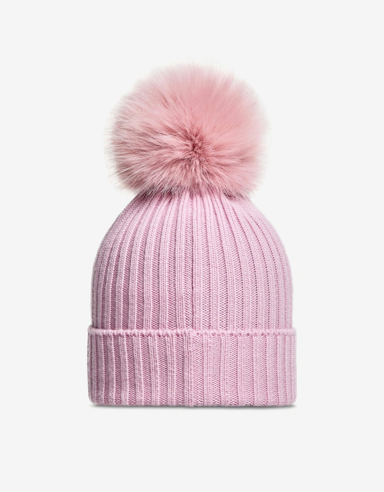 Girls Knitted Pom Pom Hat in Pink