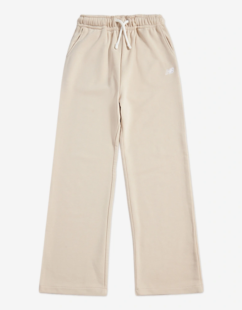 Girls Small Logo Wide Leg Joggers in Beige