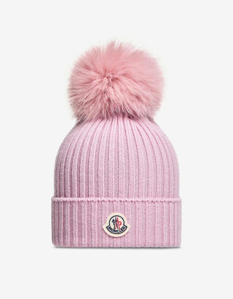 Girls Knitted Pom Pom Hat in Pink