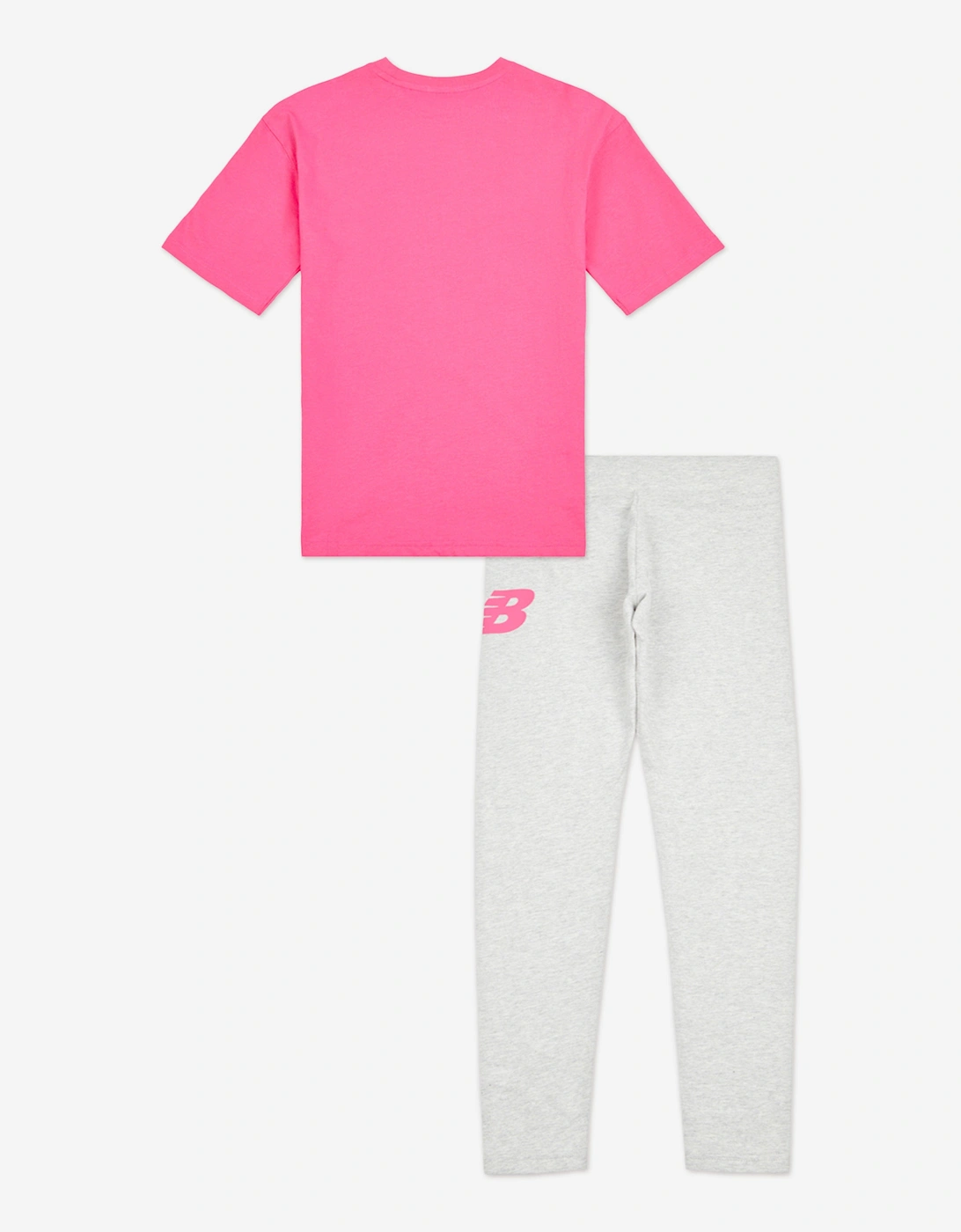 Girls Flower Graphic T-Shirt and Leggings Set in Pink