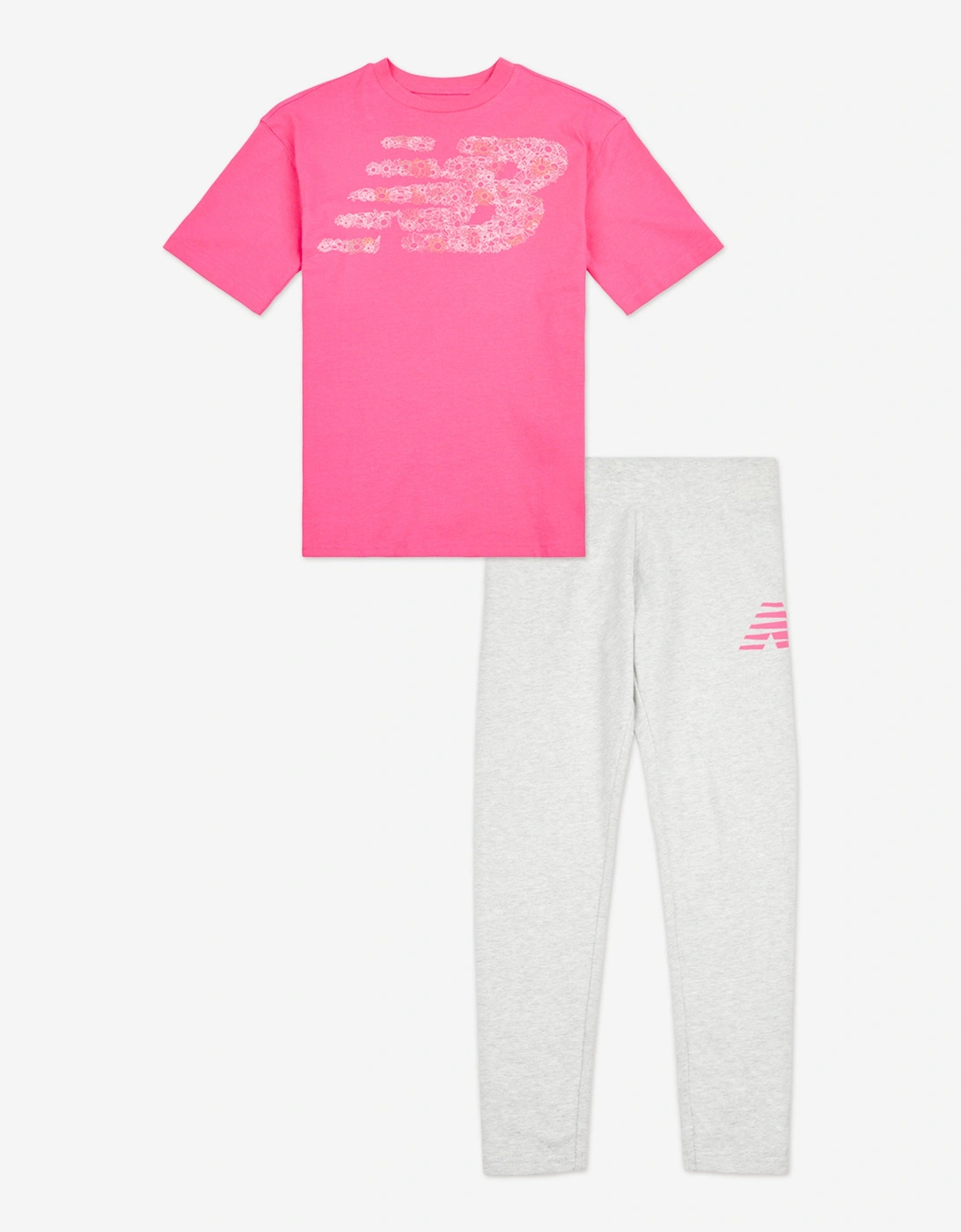 Girls Flower Graphic T-Shirt and Leggings Set in Pink, 6 of 5
