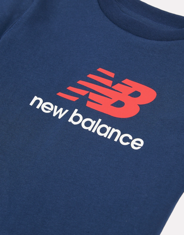 Boys Stacked Logo T-Shirt in Navy